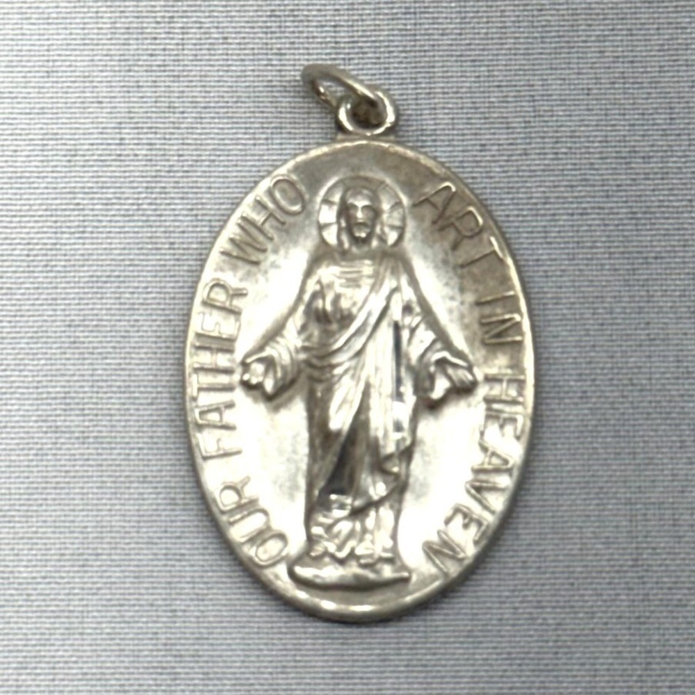 Vintage Sterling Silver Episcopal Emergency Medal Pendant Unisex Silver Good